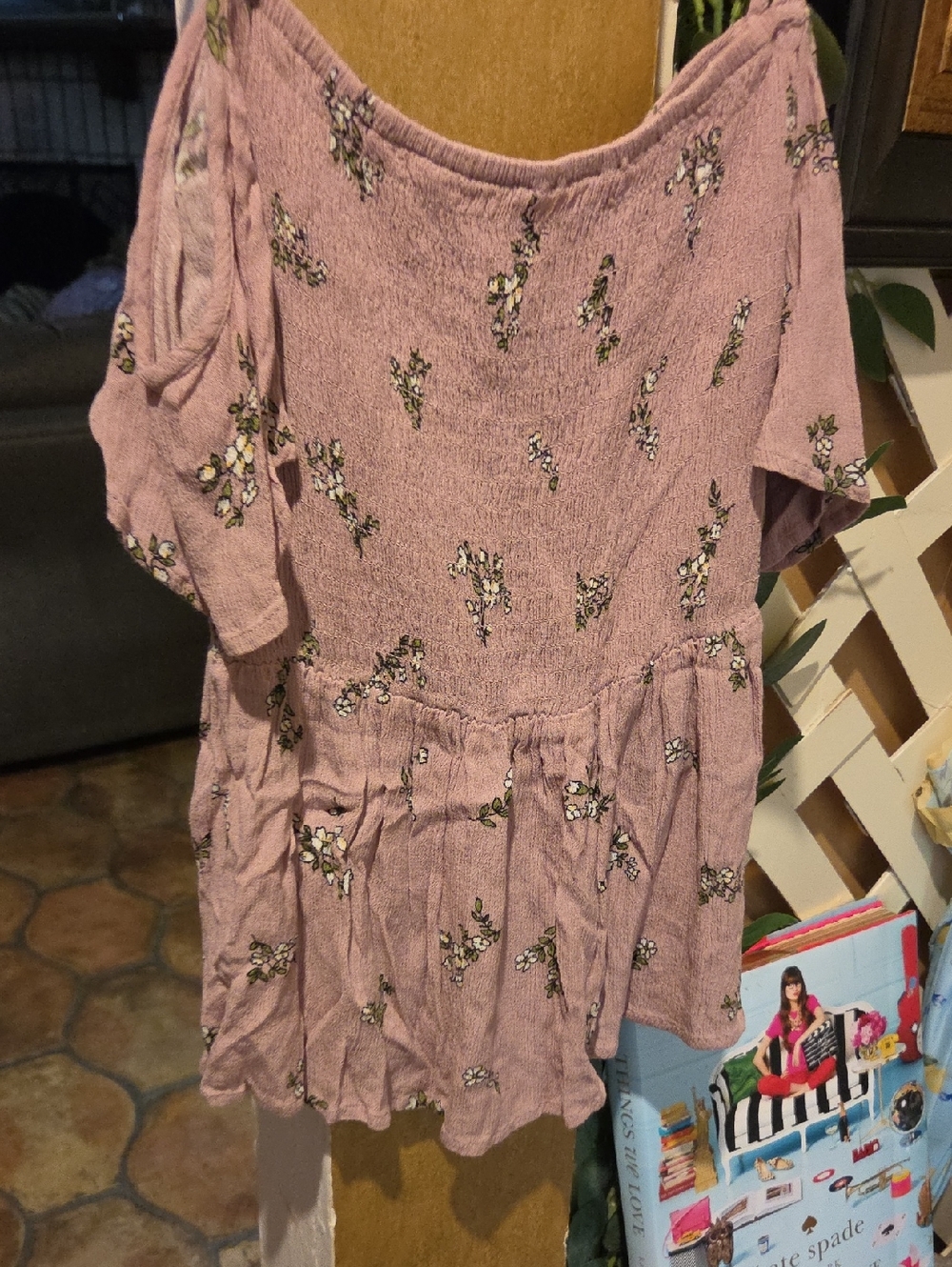 Blue Rain Mauve Floral Short-Sleeve Peplum Top